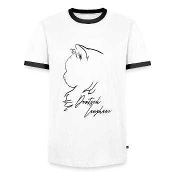 Deutsch Langhaar Katze Profil Katzen Wilsigns - Männer Kontrast-T-Shirt - Weiß/Schwarz - Vorne - AI Model Female 172 light (172cm) & AI Model Male 178 dark (178cm)