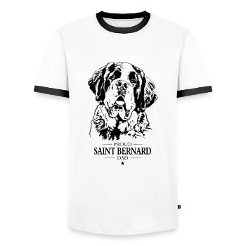 Saint Bernard Dad Hunde Hund Bernhardiner Wilsigns - Männer Kontrast-T-Shirt - Weiß/Schwarz - Vorne - AI Model Female 172 light (172cm) & AI Model Male 178 dark (178cm)