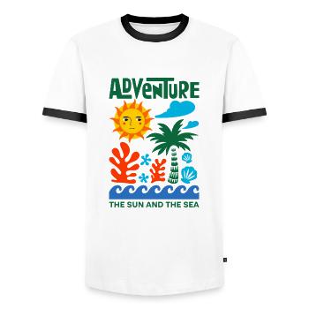Mer et vacances - T-shirt contrasté Homme - blanc/noir - Devant - AI Model Female 172 light (172cm) & AI Model Male 178 dark (178cm)