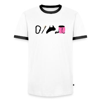 Kletterlogo Boulderemblem Kletterschuhe Bürste - Männer Kontrast-T-Shirt - Weiß/Schwarz - Vorne - AI Model Female 172 light (172cm) & AI Model Male 178 dark (178cm)