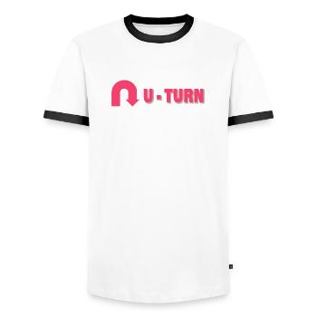 Demi-tour - T-shirt contrasté Homme - blanc/noir - Devant - AI Model Female 172 light (172cm) & AI Model Male 178 dark (178cm)