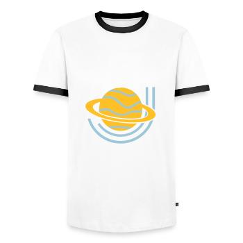 Infinite Universe (planète) - T-shirt contrasté Homme - blanc/noir - Devant - AI Model Female 172 light (172cm) & AI Model Male 178 dark (178cm)