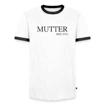Mère depuis 2025 - T-shirt contrasté Homme - blanc/noir - Devant - AI Model Female 172 light (172cm) & AI Model Male 178 dark (178cm)