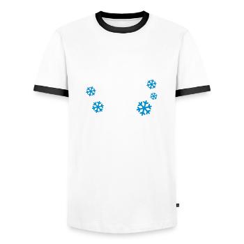 ein Glühwein swei Schneeflocke - Männer Kontrast-T-Shirt - Weiß/Schwarz - Vorne - AI Model Female 172 light (172cm) & AI Model Male 178 dark (178cm)