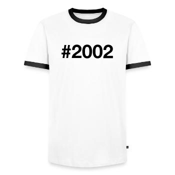 2002 Jahrgang 24 Jahre alt 24. Geburtstag - Männer Kontrast-T-Shirt - Weiß/Schwarz - Vorne - AI Model Female 172 light (172cm) & AI Model Male 178 dark (178cm)