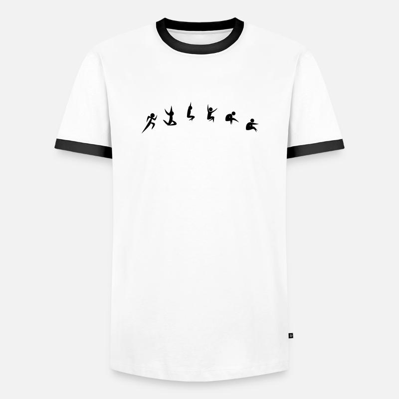 Weitsprung - Männer Kontrast-T-Shirt - Weiß/Schwarz