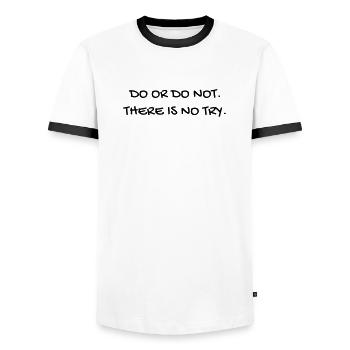 Cinema / Film / Zitat / TV-Serie - Männer Kontrast-T-Shirt - Weiß/Schwarz - Vorne - AI Model Female 172 light (172cm) & AI Model Male 178 dark (178cm)