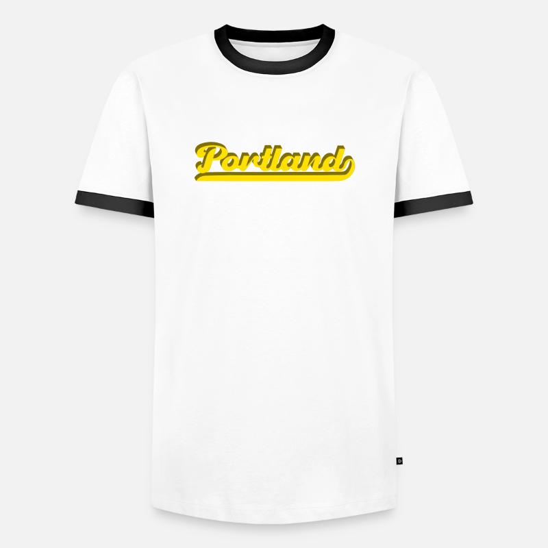 Portland Retro Script - Men's Ringer Shirt - white/black