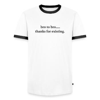 Bons amis, bromance et bière – Le T Parfait - T-shirt contrasté Homme - blanc/noir - Devant - AI Model Female 172 light (172cm) & AI Model Male 178 dark (178cm)