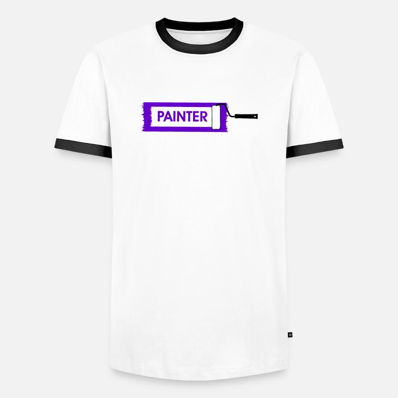 Farbroller mit lila Farbe - Männer Kontrast-T-Shirt - Weiß/Schwarz