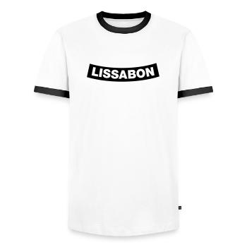 Lisbon Chapter Element 1C (JGA MC-Rocker-Style) - Men's Ringer Shirt - white/black - Front - AI Model Female 172 light (172cm) & AI Model Male 178 dark (178cm)