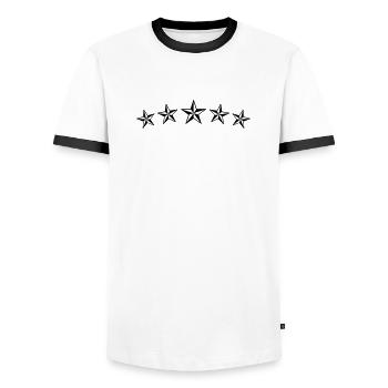 tattoo stars - Men's Ringer Shirt - white/black - Front - AI Model Female 172 light (172cm) & AI Model Male 178 dark (178cm)