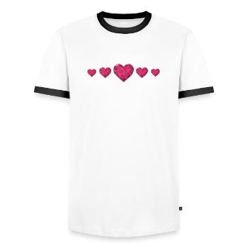 Geometric Hearts Pink Polygon Design Love - Men's Ringer Shirt - white/black - Front - AI Model Female 172 light (172cm) & AI Model Male 178 dark (178cm)