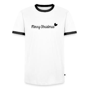 WEIHNACHTEN. FROHE WEIHNACHTEN. FROHE WEIHNACHTEN. NEUJAHR - Männer Kontrast-T-Shirt - Weiß/Schwarz - Vorne - AI Model Female 172 light (172cm) & AI Model Male 178 dark (178cm)