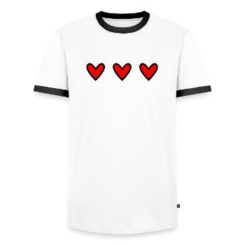 RETIREMENT. HAPPY RETIREMENT. HAPPY RETIREMENT. HEART - Men's Ringer Shirt - white/black - Front - AI Model Female 172 light (172cm) & AI Model Male 178 dark (178cm)