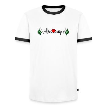 Herzfrequenz-Cardio für Pakistan - Männer Kontrast-T-Shirt - Weiß/Schwarz - Vorne - AI Model Female 172 light (172cm) & AI Model Male 178 dark (178cm)