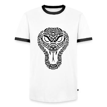 Danse du Serpent - T-shirt contrasté Homme - blanc/noir - Devant - AI Model Female 172 light (172cm) & AI Model Male 178 dark (178cm)
