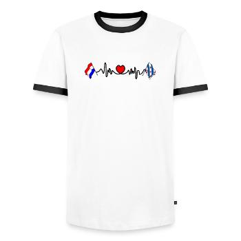 Cardio heart avec Flag Pays-Bas, Frise - T-shirt contrasté Homme - blanc/noir - Devant - AI Model Female 172 light (172cm) & AI Model Male 178 dark (178cm)