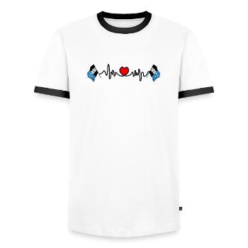 Heart rate cardio for Aargau Switzerland - Men's Ringer Shirt - white/black - Front - AI Model Female 172 light (172cm) & AI Model Male 178 dark (178cm)