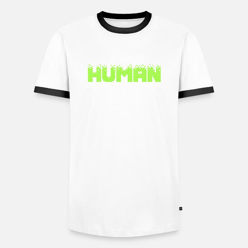 HUMAN Neon Pixel Glitch - Men's Ringer Shirt - white/black