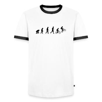 BMX Cyclist Motif for Boys & Men Women - Men's Ringer Shirt - white/black - Front - AI Model Female 172 light (172cm) & AI Model Male 178 dark (178cm)