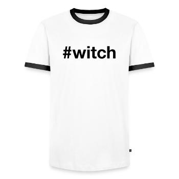 WITCH Spooky Hexe Halloween - T-shirt contrasté Homme - blanc/noir - Devant - AI Model Female 172 light (172cm) & AI Model Male 178 dark (178cm)