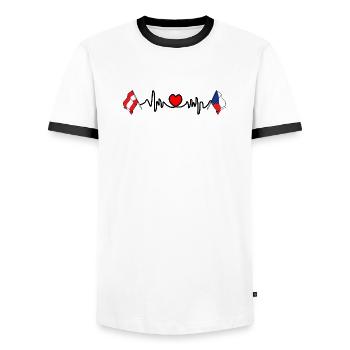 Cardio heart Drapeau Autriche, drapeau République tchèque - T-shirt contrasté Homme - blanc/noir - Devant - AI Model Female 172 light (172cm) & AI Model Male 178 dark (178cm)
