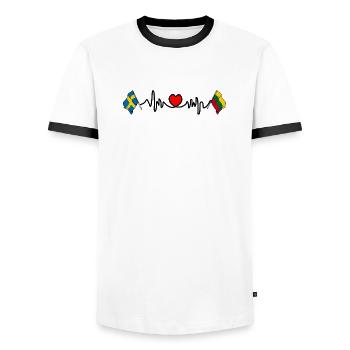 Cardio heart Flag Sweden, flag Lithuania - Men's Ringer Shirt - white/black - Front - AI Model Female 172 light (172cm) & AI Model Male 178 dark (178cm)