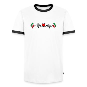 Heart rate cardio for North Rhine Westphalia - Men's Ringer Shirt - white/black - Front - AI Model Female 172 light (172cm) & AI Model Male 178 dark (178cm)
