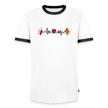 Cardio heart Flag Poland, flag Lodz - Men's Ringer Shirt - white/black - Front - AI Model Female 172 light (172cm) & AI Model Male 178 dark (178cm)