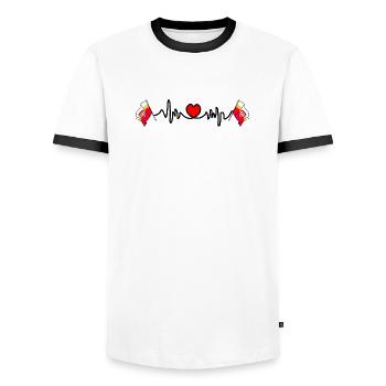 Heart rate cardio for Little Poland - Men's Ringer Shirt - white/black - Front - AI Model Female 172 light (172cm) & AI Model Male 178 dark (178cm)