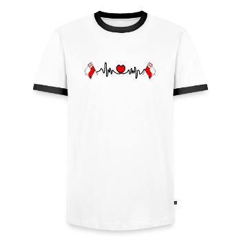 Heart rate cardio for the province of Utrecht - Men's Ringer Shirt - white/black - Front - AI Model Female 172 light (172cm) & AI Model Male 178 dark (178cm)
