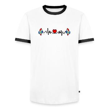 Herzfrequenz-Cardio für die Provinz Groningen - Männer Kontrast-T-Shirt - Weiß/Schwarz - Vorne - AI Model Female 172 light (172cm) & AI Model Male 178 dark (178cm)