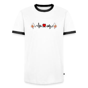Heart rate cardio for Limburg Belgium - Men's Ringer Shirt - white/black - Front - AI Model Female 172 light (172cm) & AI Model Male 178 dark (178cm)