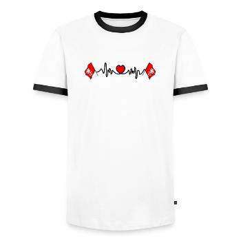 Cardio fréquence cardiaque pour Nidwald Suisse - T-shirt contrasté Homme - blanc/noir - Devant - AI Model Female 172 light (172cm) & AI Model Male 178 dark (178cm)