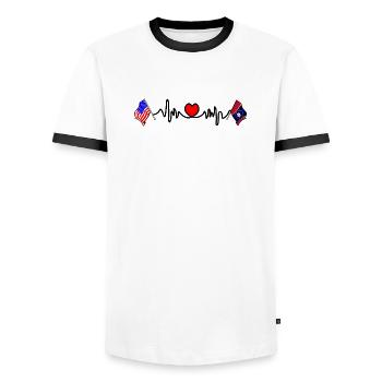 Cardio heart with USA flag and Mississippi flag - Men's Ringer Shirt - white/black - Front - AI Model Female 172 light (172cm) & AI Model Male 178 dark (178cm)