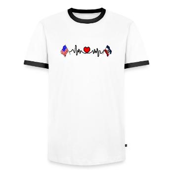 Cardio heart with USA flag and Utah flag - Men's Ringer Shirt - white/black - Front - AI Model Female 172 light (172cm) & AI Model Male 178 dark (178cm)