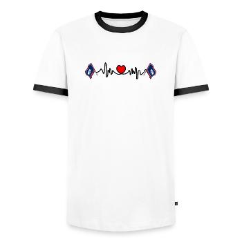 Herzfrequenz-Cardio für Wyoming - Männer Kontrast-T-Shirt - Weiß/Schwarz - Vorne - AI Model Female 172 light (172cm) & AI Model Male 178 dark (178cm)