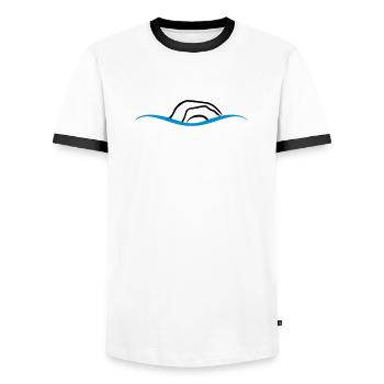 nage - T-shirt contrasté Homme - blanc/noir - Devant - AI Model Female 172 light (172cm) & AI Model Male 178 dark (178cm)
