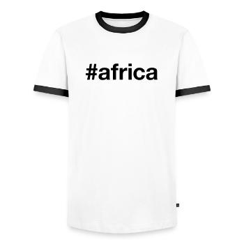 AFRIKA Hashtag Africa - Männer Kontrast-T-Shirt - Weiß/Schwarz - Vorne - AI Model Female 172 light (172cm) & AI Model Male 178 dark (178cm)