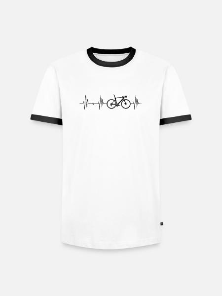 Road Bike Bike Bike Symbol Heartbeat Pulse ECG - Men's Ringer Shirt - white/black