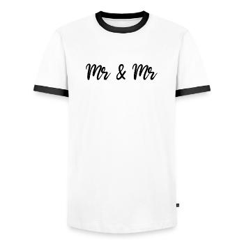 Mr & Mr - T-shirt contrasté Homme - blanc/noir - Devant - AI Model Female 172 light (172cm) & AI Model Male 178 dark (178cm)