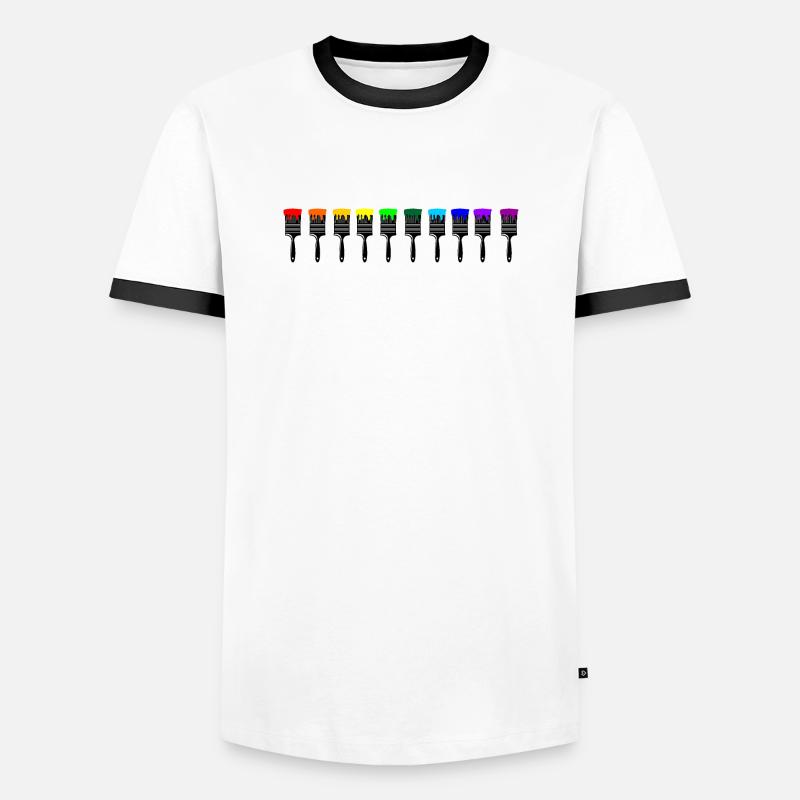 Coloured paintbrushes - Men's Ringer Shirt - white/black
