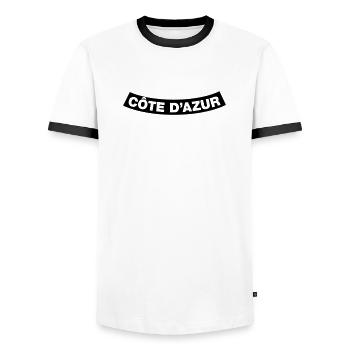 Côte D’Azur Chapter Element 1C (JGA MC-Rocker) - Männer Kontrast-T-Shirt - Weiß/Schwarz - Vorne - AI Model Female 172 light (172cm) & AI Model Male 178 dark (178cm)