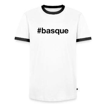 Pays Basque Basque Hashtag - T-shirt contrasté Homme - blanc/noir - Devant - AI Model Female 172 light (172cm) & AI Model Male 178 dark (178cm)
