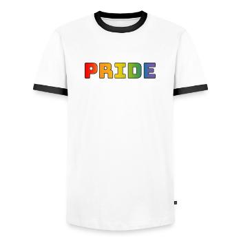 Regenbogen pride LGBT lgbtqi queer - Männer Kontrast-T-Shirt - Weiß/Schwarz - Vorne - AI Model Female 172 light (172cm) & AI Model Male 178 dark (178cm)