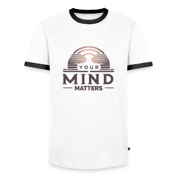 Your Mind Matters - Mental Health - Men's Ringer Shirt - white/black - Front - AI Model Female 172 light (172cm) & AI Model Male 178 dark (178cm)