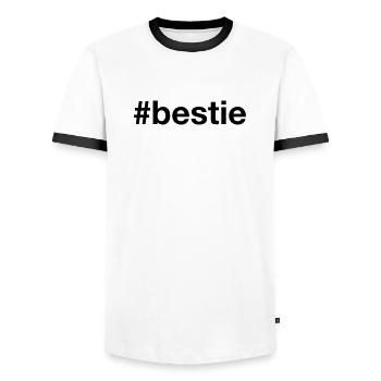 BESTIE Hashtag Best Friend Bester Freund - Men's Ringer Shirt - white/black - Front - AI Model Female 172 light (172cm) & AI Model Male 178 dark (178cm)
