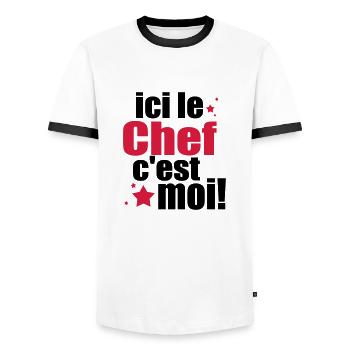 ICI LE chef C'est moi - T-shirt contrasté Homme - blanc/noir - Devant - AI Model Female 172 light (172cm) & AI Model Male 178 dark (178cm)
