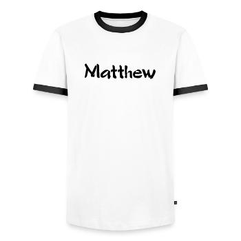 Matthew - Men's Ringer Shirt - white/black - Front - AI Model Female 172 light (172cm) & AI Model Male 178 dark (178cm)